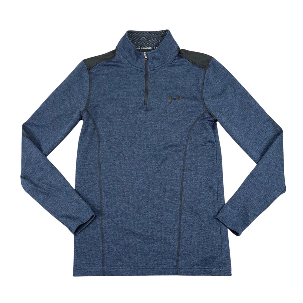 Under Armour Threadborne 1/4 Zip Mens Small Heather Navy Blue ColdGear